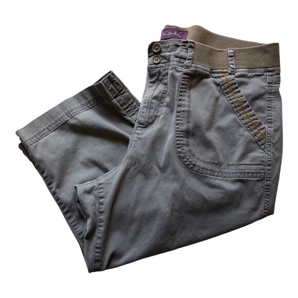 Gloria Vanderbilt Angelina Ribbed Olive Green Bermuda Shorts 12 Preowned - Picture 1 of 12